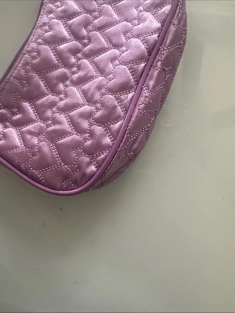Kids Plush Quilted Heart Shoulder Bag - Lavender